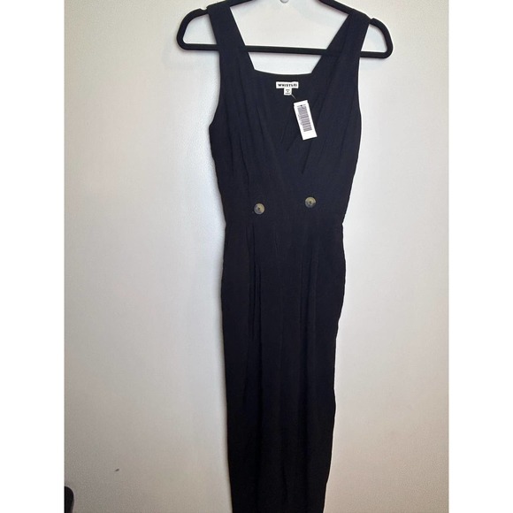Whistles Black Jumpsuit Womens Size 0 Double Button Waist Detail V Neck - Picture 9 of 10